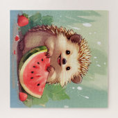 スイカを楽しむハリネズミ ジグソーパズル (横)