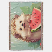 スイカを楽しむハリネズミ スローブランケット (正面縦)