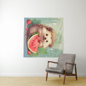 スイカを楽しむハリネズミ タペストリー (インサイチュ(横))