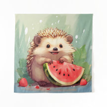 スイカを楽しむハリネズミ