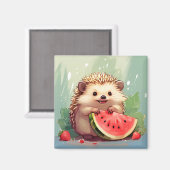 スイカを楽しむハリネズミ マグネット (正面/裏面)