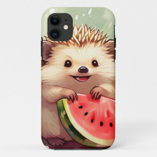 スイカを楽しむハリネズミ iPhone 11 ケース