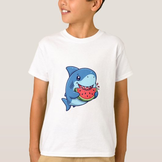 スイカを食べるサメの子供たち Tシャツ (正面)