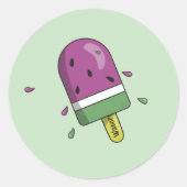 スイカアイスクリームバーキッドステッカー ラウンドシール (正面)