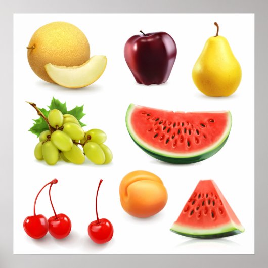 スイカアップルブドウさくらんぼナシアプリコット ポスター (正面)