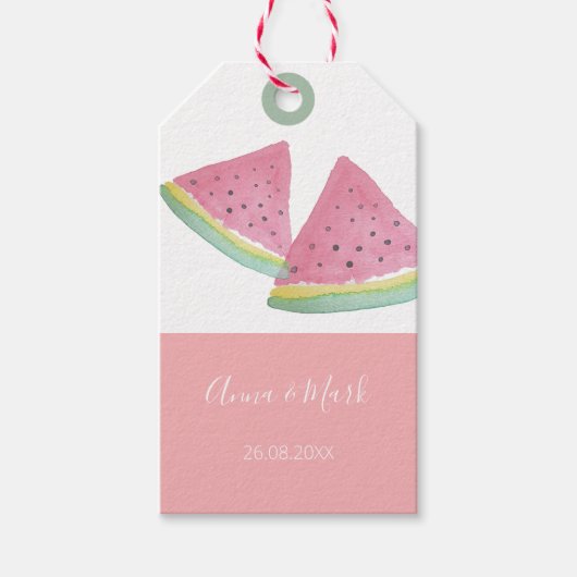 スイカイラストレーションウオーターカラーハンド絵を描 ギフトタグ (正面)