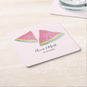 スイカイラストレーションウオーターカラーハンド絵を描 スクエアペーパーコースター (アングル)