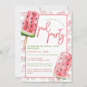 スイカウォーターカラーサマープールパーティー 招待状 (正面)