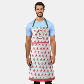 スイカオン（ばちゃばちゃ）跳ねる モノグラムの エプロン (着用した状態)