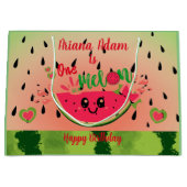 スイカガールの最初の誕生日でスイカ ラージペーパーバッグ (正面)