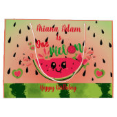 スイカガールの最初の誕生日でスイカ ラージペーパーバッグ (裏面)