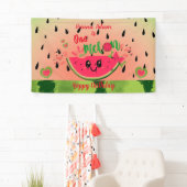 スイカガールの最初の誕生日でスイカ 横断幕 (インサイチュ)