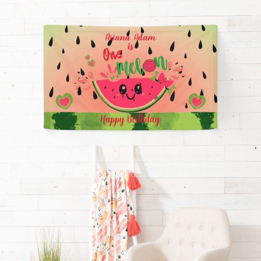 スイカガールの最初の誕生日でスイカ 横断幕 (インサイチュ)
