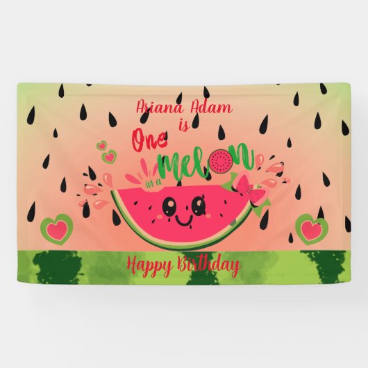 スイカガールの最初の誕生日でスイカ 横断幕 (横)