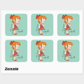 スイカガールステッカー スクエアシール (シート)