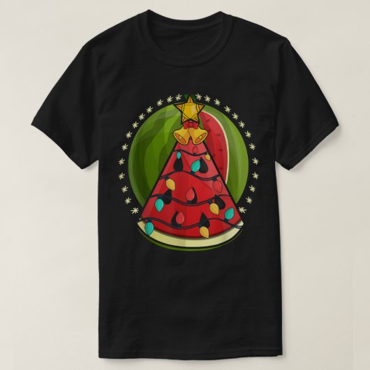 スイカクリスマスライトハワイアンサマークリスマスI Tシャツ (デザイン正面)