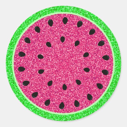 スイカグリッターフルーツフード封筒用シール ラウンドシール (正面)