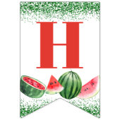 スイカグリーングリッターカスタム3フォト誕生日 バンティングフラッグ (第2の旗)