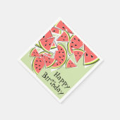 スイカグリーンハッピーバースデーナプキン紙 スタンダードカクテルナプキン (角)