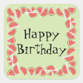 スイカグリーンピーススクエアハッピーバースデー スクエアシール (正面)
