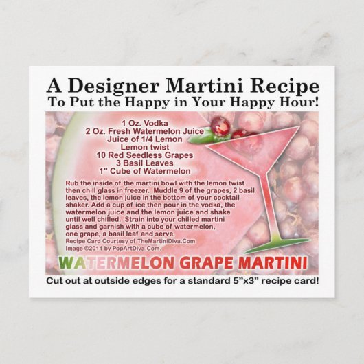 スイカグレープマルティーニレシピはがき ポストカード (正面)