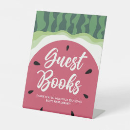 スイカゲストブックサマーベビーシャワー 台座サイン