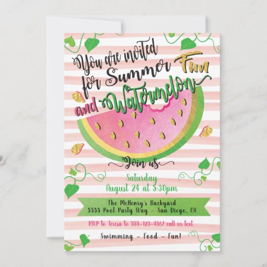 スイカサマーパーティの招待状 招待状 (正面)