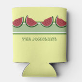 スイカサマーファミリー懇親会おもしろいイエロー 缶クーラー (裏面)