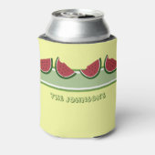 スイカサマーファミリー懇親会おもしろいイエロー 缶クーラー (缶裏面)