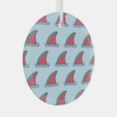 スイカサメ:波パターンデザイン。 ガラスオーナメント (正面右)