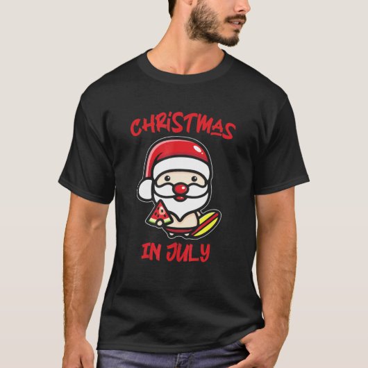 スイカサンタクリスマスインセブン夏ビーチCe Tシャツ (正面)