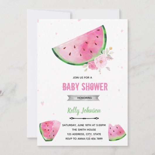 スイカシャワー誕生日招待状 招待状 (正面)