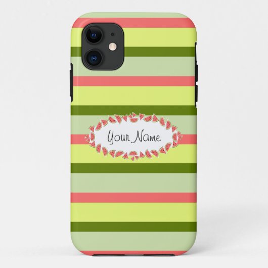 スイカストライプクラシック楕円'名前' Case-Mate iPhoneケース (裏面)
