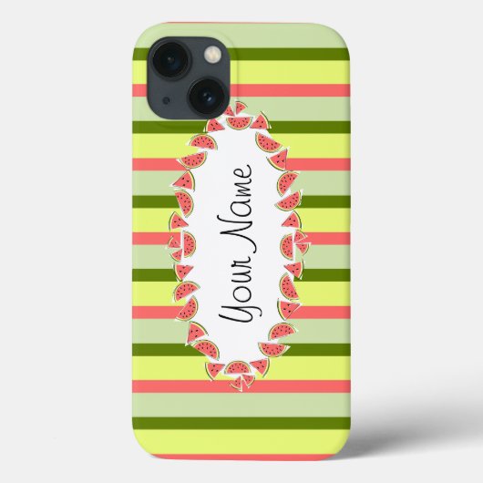 スイカストライプクラシック楕円「名前」水平 Case-Mate iPhoneケース (裏面)