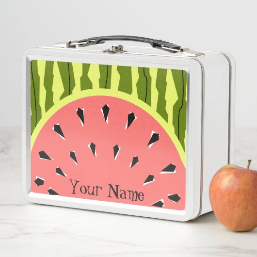 スイカストライプピンク名 メタルランチボックス (インサイチュ)