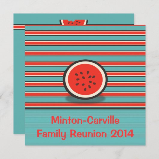 スイカストライプー懇親会パーティの招待状 招待状 (正面/裏面)