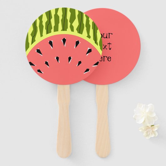 スイカストライプ文字 ハンドファン (正面&裏面)
