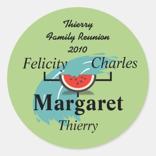 スイカスプラッシュファミリーツリーステッカー ラウンドシール (正面)