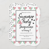 スイカスライスとシーズサマーフルーティ誕生日 招待状 (正面/裏面)