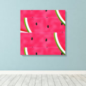 スイカスライスのパターン キャンバスプリント (インサイチュ (ウッドフロア))