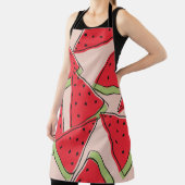スイカスライス（ピンク）背景パターン エプロン (インサイチュ)