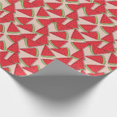 スイカスライス(ピンク)背景パターン ラッピングペーパー (角)