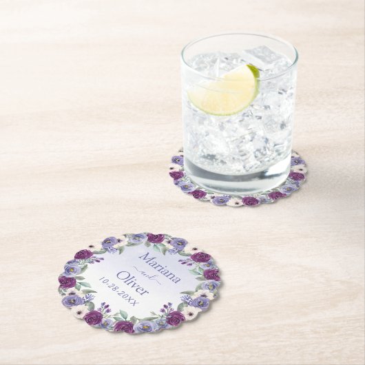 スイカズラの水彩フローラ結婚の ペーパーコースター (インサイチュ)