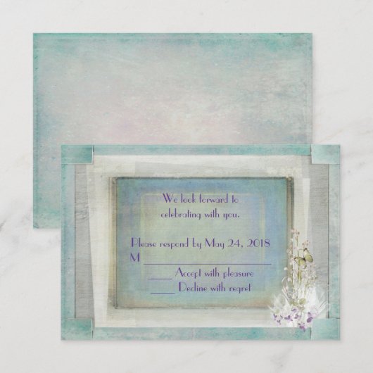 スイカズラの結婚式出欠確認 招待状 (正面/裏面)