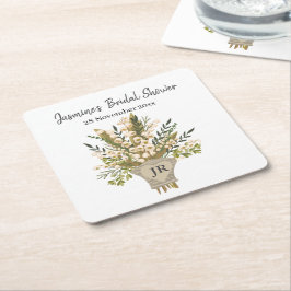 スイカズラの花束 ブライダルシャワー スクエアペーパーコースター