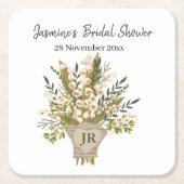 スイカズラの花束 ブライダルシャワー スクエアペーパーコースター (正面)