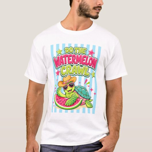 スイカダンスストライプカメ夏 Tシャツ (正面)