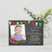 スイカチャックボードフォト誕生日 招待状 (スタンド正面)