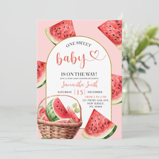 スイカテーマサマートロピカルフルーツベビーシャワー 招待状 (スタンド正面)