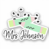 スイカテーマ新学期先生名 シール (正面)